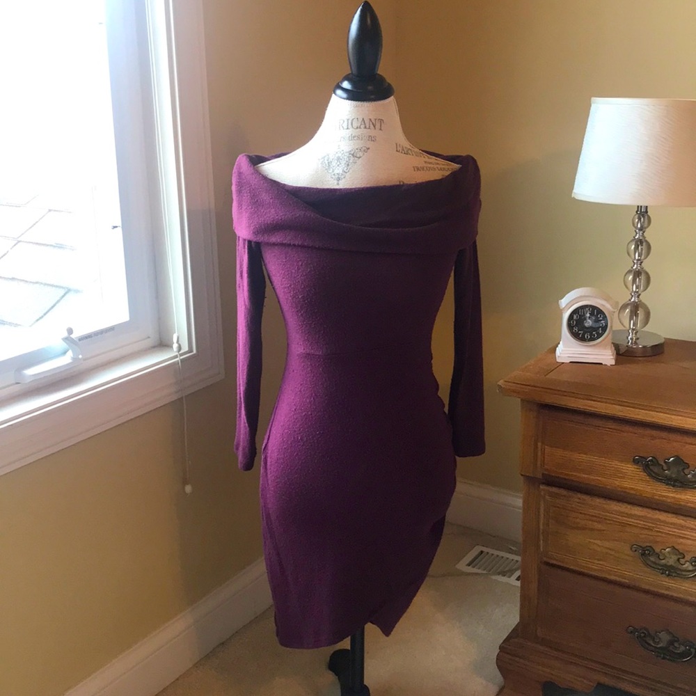 Charlotte Russe fitted sweater dress in plum